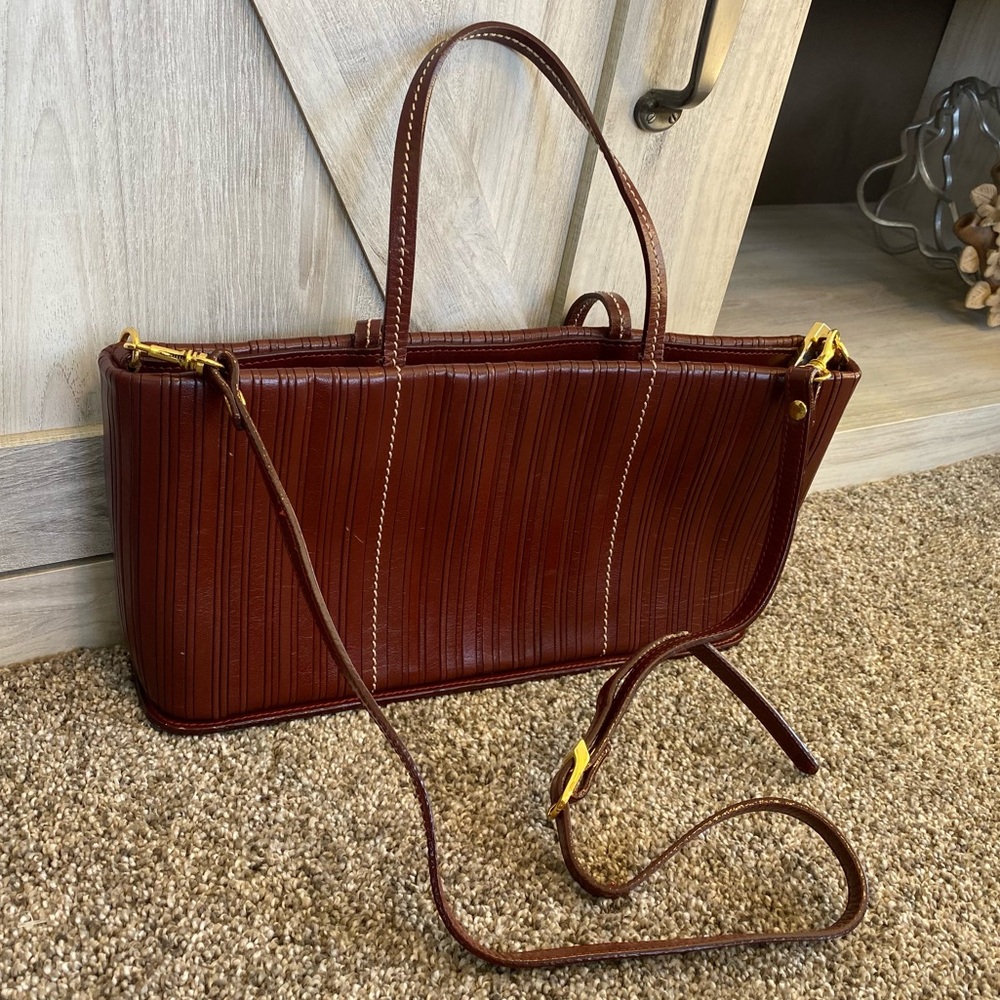 Vintage CEM Brown Leather 80's/90's Shoulder Handled Crossbody Handbag